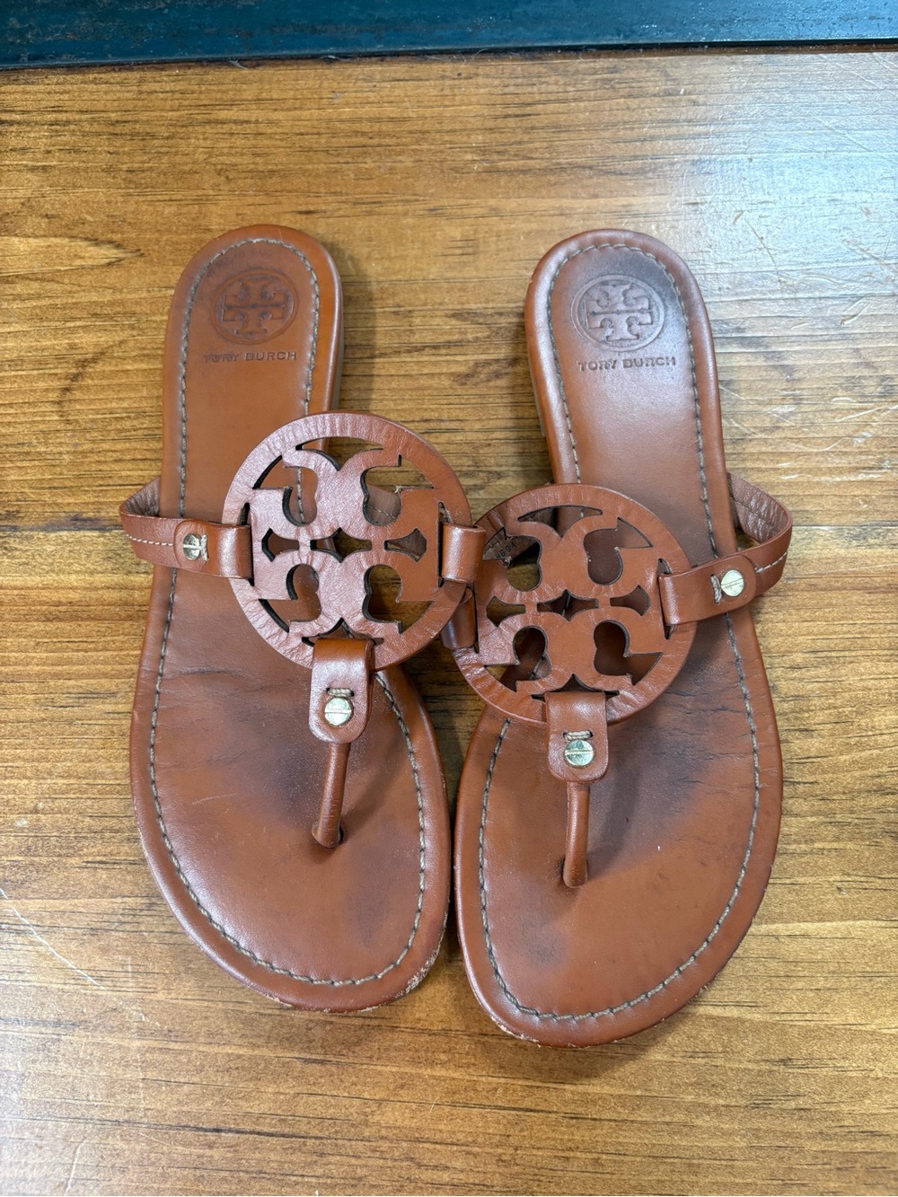 Tory Burch Leather Thong Sandals - Brown